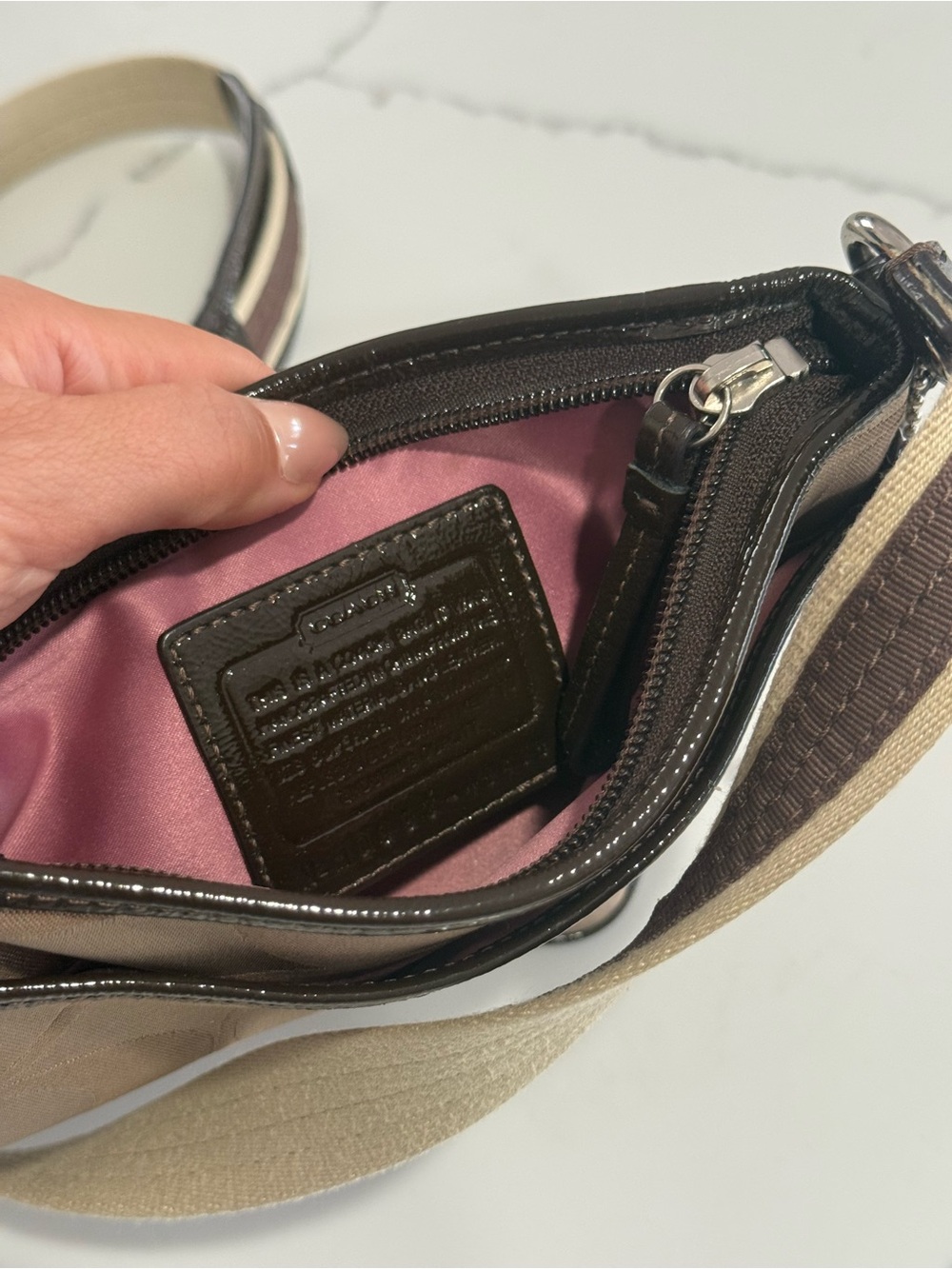 Coach Signature Khaki Brown Crossbody Bag Brown & Tan - Picture 8 of 10